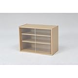 北欧風 ミニ食器棚/キッチン収納 【幅60cm】 メープル ガラス製引き戸付き