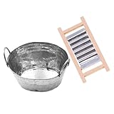 ERINGOGO 1 セット ミニブリキ洗面器 たらい プール 洗濯かご バス 蓋 装飾的なミニハウスの装飾 リアルなドールハウスのチュアおもちゃ おもちゃ の家の 鉄、パイン材