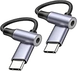 タイプc イヤホンジャック変換【2個】C to 3.5mm 変換アダプター DAC搭載・通話・音量調節・音楽 Aux ケーブル タイプc イヤホンジ ャック アダプター ナイロン編み 対応 iPhone 17/16/15シリーズ/iPad Pro/Macbook/Pixel 9 8 7/Samsung Galaxy S25 S24 S23 S22 S21 機器に適用