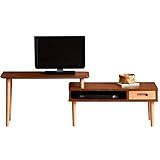 タンスのゲン 伸縮 テレビ台 幅90cm ローボード コーナー 24型対応 木製 センターテーブル ローテーブル 収納付 足裏クッション付 ブラウン 49600049 NB
