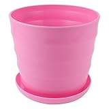 uxcell 植物鉢?ピンク 丸型 プラスチック 植物 プランター装飾 ホーム?庭園?事務室?