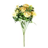 Sund 造花 枯れない バラ 11輪あり インテリア　雑貨 高品質 造花 本物そっくり 世話要らない　フラワーアレンジ 自由に組み合わせる　結婚式 お祝い 飾り ギフトに最適 選べる5色　シャンパン