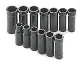 SK 833 13 Piece 3/8-Inch Drive Standard and Metric Deep Turbosocket Fastener Removal Set by SK Handt
