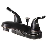 Builders Shoppe 2024TB Two Handle Centerset Lavatory Faucet with Pop-Up Drain, Oil Rubbed Bronze Fin