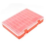 uxcell　工具ケース　収納ケースボックス　工具箱　クリアー　長方形　調整可能　32スロット　プラスチック　オレンジ　25.2cm