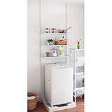 突っ張りランドリーラック ホワイト タイプ：Ｂ／棚２段＋バスケット２個