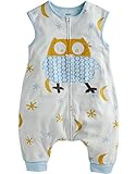 [VaenaitBaby]キッズ男女兼用ベービーブランケット毛布100％コットン寝袋スリーパーパジャマスリーブバッグ Cotton Blue Owl L