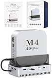 アトラス MacMini M4 ドッキングステーション 2025 縦置き 高速転送40Gbps (型番：MC61) USB4・Thunderbolt対応/M.2 スロット 8tb ヒートシンク（アルミ合金）/ USB-C×2 USB-A×3 SD microSDカードリーダー イヤホンジャック/電源ボタンが押せる macmini M4, macmini M4 Pro 対応設計