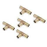 Homyl 配管用品　5本　真ちゅう　T型　継手　燃料ホース　空気　水　ホース　コネクタ　全5サイズ - 5#　12mm