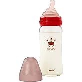 コンビ Combi テテオ teteo 授乳のお手本 哺乳びん耐熱ガラス製 240ml Mサイズ乳首付 (2・3ヵ月~18ヵ月まで) 4段階流量調節機能付き