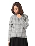Angeliebe エンジェリーベ マタニティ トップス 授乳口付き ウィンドペン チェック ジャガード ボート ネック ニット 妊婦服 産前 産後 フリー 杢 グレー × ブラック 20975 20