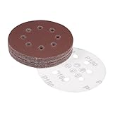 uxcell サンディングディスク 紙やすり サンドペーパー 8穴あき 外径125mm 180グリット フロッキングサンドペーパー 20枚入