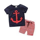 AiGo ベビー服 子供服 シャツ ショートパンツ 上下セット tシャツ パンツ キッズ ガールズ ボーイズ コットン カッコイイ かわいい 3色 [並行輸入品]