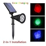 YINGHAO Color Changing Solar Powered LED Outdoor Spotlight -Waterproof, Christmas Decoration Lights,