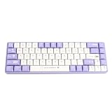 65% キーボード、ゲーミングキーボード 65% ホットスワップ可能ダイナミックバックライトレッドスイッチメカニカルキーボード 68 キー有線メカニカルゲーミングキーボードタイプ C 用ミニメカニカルキーボード (紫と白)