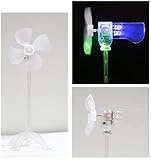 LED風車，風力発電実験モデル·小型発電機を内蔵する，電池なし·省エネ科学実験に適用する，自由研究と想像力を育成する·奇妙な趣もしおもちゃや装身具 (C .緑+青+青)