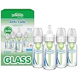 Dr. Brown's Anti-Colic Options+ ナローガラス哺乳瓶 レベル1 スローフローニップル付き BPAフリー 4オンス/120ml 4個パック