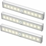 [3個セット] LEDセンサーライト YESDA 人感センサーライト 省エネ 電池式 貼り付け式 キッチン/玄関/階段/クロゼット/廊下/台所/本棚などに最適 暖光色3個セット