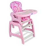 Badger Basket Envee Baby High Chair with Playtable Conversion, Pink/White by Badger Basket [並行輸入品]