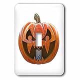 3drose BoehmグラフィックスHoliday Halloween – Jack O lantern Darker Pumpkin – 照明スイッチカバー – シングルトグルスイッチ( LSP 