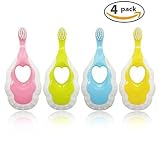 ベビー歯ブラシTeether歯ブラシセットfor Infants幼児と子供ソフト剛毛Oral CareキットBPAフリートレーニング歯ブラシ1 – 3歳の4パック