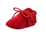 秋冬　赤ちゃん　キッズ　スクラブ　タッセル　ウォーカー　ベビーシューズ　ソフト底レース ファーストシューズ 屋内 子供 幼児 新生児靴 滑り止め (12cm（6-12ヶ月）, ワインレッド)