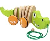 Mille Ti Rana 木のおもちゃ 引っ張るおもちゃ プルトイ お散歩 木製 知育 玩具 (ワニ)