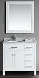 デザイン要素dec076d-w-rロンドン36-inch Single Sink Vanity Set with Drawers on the Right、ホワイト仕上げ