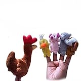 POTOJP 指人形 布の人形 家族みんなで指人形 マペットおもちゃ 縫いぐるみ 子供大好き 安心 布製 物語 童謡 おとぎ話 教育ハンドトイ 知能・五感 を育てる 動物 ごっこ遊び 小紅雌鳥 5個入