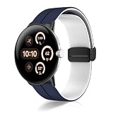 [ReHowy] Google Pixel Watch 4/3 45mm 対応 交換バンド シリコン製 ピクセルウォッチ4 バンド 45mm 弾力性 磁気 バックル付き サイズ調節可能 替えベルト コンパチブル Google Pixel Watch 4 45MM 交換ベルト ブルー/ホワイト