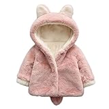 ZooArts ベビー服 子供服 コート 厚手 ジャケット 可愛い ウサギの耳 しっぽ フード付き 秋冬 防寒 保温 アウターウェア 女の子 男の子 ファッション おしゃれ (ピンク, 110（4歳）