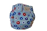 布おむつ本舗/ハンドメイド布おむつカバー/ポップな花柄（ブルー系）Sサイズ【日本製 よつばのおむつ(quattro foglie)】/ふんわりインサーツ2枚セット