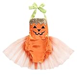 ベイビーガールズ ハロウィンコ 可愛い 魔女風ドレス, スチューム トゥト パンプキン ホルター ロンパー ジャンプスーツ (18-24ヶ月)