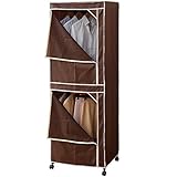 山善(YAMAZEN) カバー付き 2段ハンガーラック ブラウン KPI-60(BR)