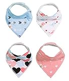 Stylish Baby Bandana Bibs, 100% Organic Cotton Front, Extra Absorbent Drool Bibs, Safe for Babies, P