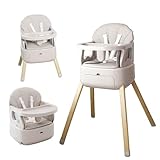 SWRIS ベビーチェア ローチェア/ハイチェア 3in1 食事用（離乳食 椅子）ダイニング 折りたたみ 持ち運び テーブル付き 立ち上がり防止 5点式ハーネス 足置き （スワリス） グレージュ