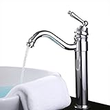 unillap 360 °シングルハンドルウォーターフォール浴室洗面化粧台シンク水栓特大長方形噴出口付き 13.7*9.1*7.5 クローム 360