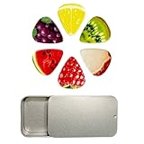 6枚セット 厚さ0.71mm ギターピック オリジナル柄 セルロイド製 多色セット アコースティックギター エレキギター 両用 初心者 上級者対応 (果物01(6枚セット), 厚さ0.71mm)