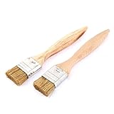 uxcell　ペイントブラシ　金属　剛毛　ウッド　シルバートーン　ウッドカラー　2個入り