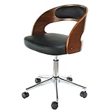 デザイン曲げ木オフィスパソコンチェア　天然木突き板ウォールナットWN（ブラウン）　ガス圧昇降機能付き カーム