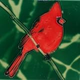 Northern Cardnial鳥セラミック壁アートタイル8 x 8
