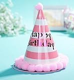 レッドチェリーピンクふわふわボール誕生日帽子8 ct