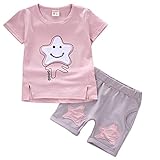 YY-Natuhi ベビー服 子供服 男の子 女の子 上下2点セット 半袖 トップス ズボン トレーナー キッズ服 春夏 幼児 0~3歳 ルームウェア セットアップ ボーイズ かわいい 星 シャツ (