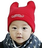 【SEBLES】 ベビー 耳 ミミ キュート コットン 帽子 赤ちゃん 3カ月 ～ 2歳 全3色 サイズ 36cm ～ 50cm クロスセット (レッド)