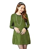 Tresor マタニティ 産前 産後 妊娠 初期 中期 後期 ウール 素材 柔らかい生地 ゆったり 長袖 保温性抜群 セーター 伸縮性いい TRAP-152885　グリーンXL