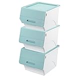 山善(YAMAZEN) 収納ボックス フタ付き 高さ31cm 3個組 キャスター付き サンドブルー YOB-M*3C(SBL)