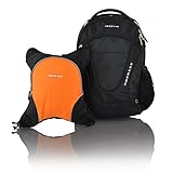 Obersee Oslo Diaper Bag Backpack with Detachable Cooler, Black/Orange by Obersee