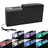 LIMSTYLE ハイゼットカーゴ Ｓ700Ｖ/Ｓ710Ｖ アトレー S700V/S700W/S710V/S710W コンソールボックス アームレスト 肘置き 急速充電 Type-C QC3.0 USBポート 呼吸ランプ 7色変換 足踏み式サイドブレーキ車用 多機能 ドリンクホルダー カップホルダー 内装パーツ 大容量収納 (ブラック)