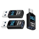 Cablecc 3個/ロット 10Gbps USB-C モニタリング ディスプレイ スマート LED ディスプレイ Type-C USB-C から USB3.2 Type-A アダプター データ 電流 電圧 高速充電 テスター 検出器