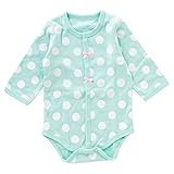 (チャックル) chuckle *スウィートガール*りぼんドット前開き長袖ロンパース グリーン 70cm P2384-70-80